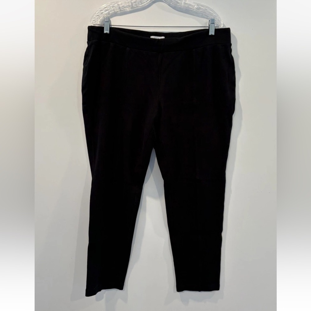 Kate Hill Woman Black Ponte Knit Pull On Trousers Pants Plus Size‎ 1X Stretch